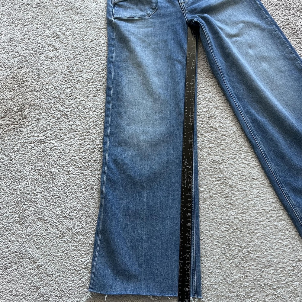 Paige Anessa 31" Viva High Rise Wide Leg Jeans Womens 28 Blue Raw Hem - Picture 13 of 16